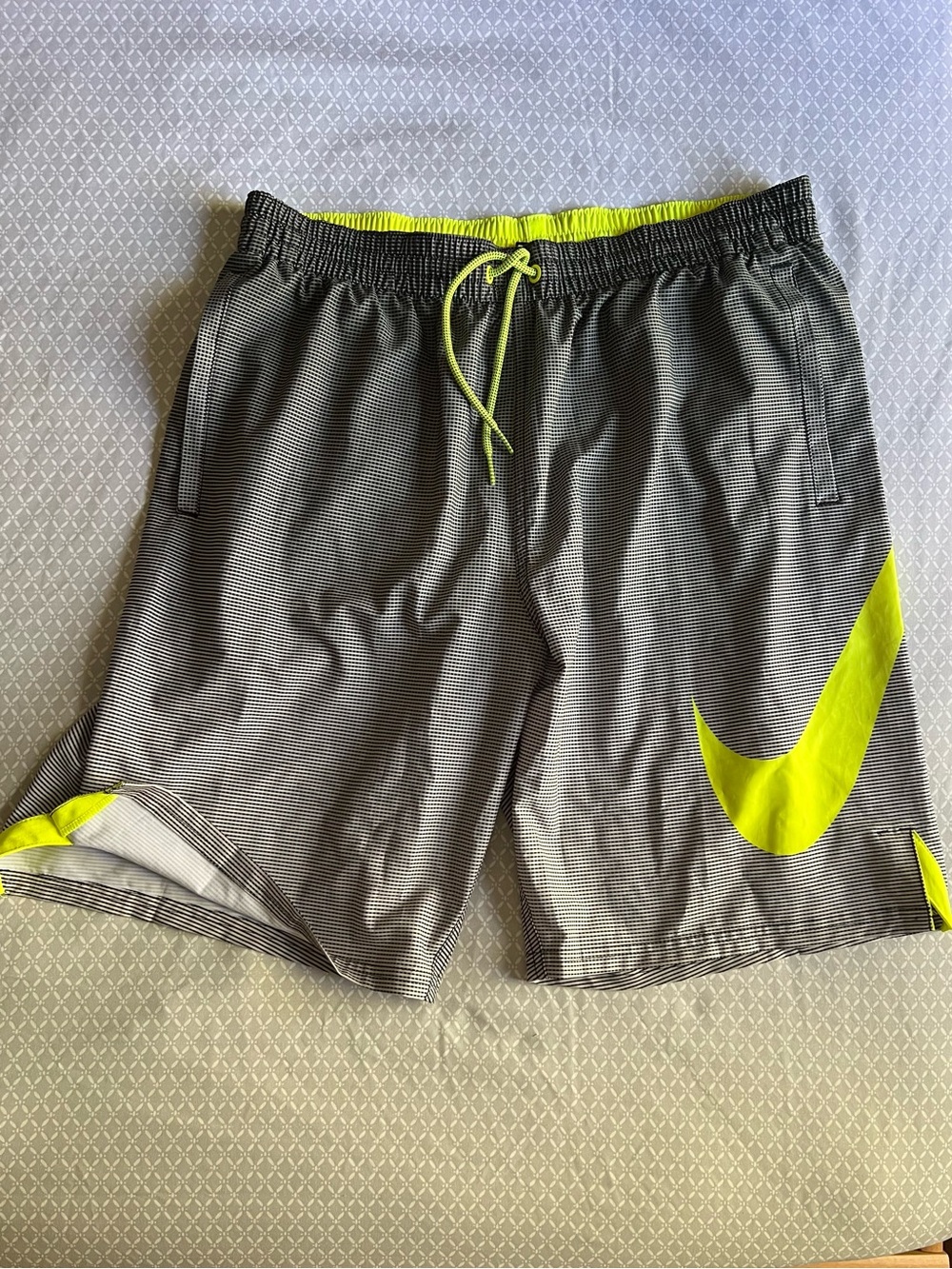 Nike Neon Yellow Athletic Swimming Shorts with Black Tag Sz L